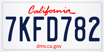 CA license plate 7KFD782