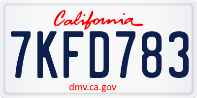CA license plate 7KFD783