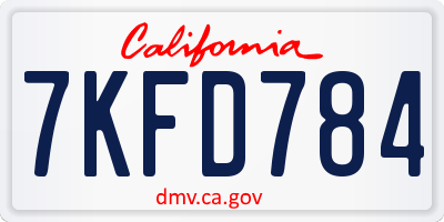 CA license plate 7KFD784