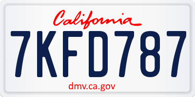 CA license plate 7KFD787