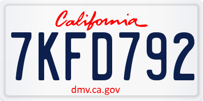 CA license plate 7KFD792