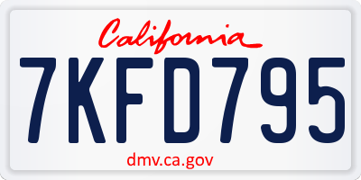CA license plate 7KFD795