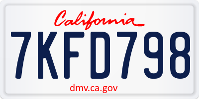 CA license plate 7KFD798