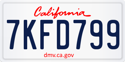 CA license plate 7KFD799