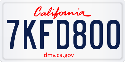 CA license plate 7KFD800