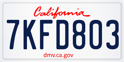 CA license plate 7KFD803