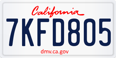 CA license plate 7KFD805
