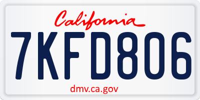 CA license plate 7KFD806