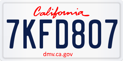 CA license plate 7KFD807