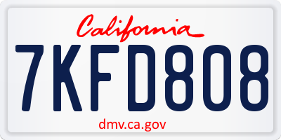 CA license plate 7KFD808