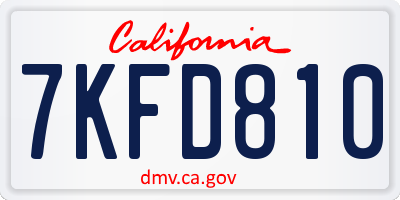 CA license plate 7KFD810