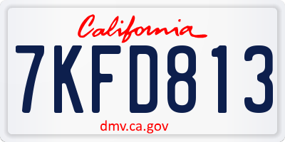 CA license plate 7KFD813