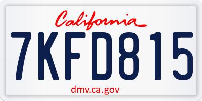 CA license plate 7KFD815