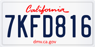 CA license plate 7KFD816