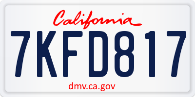 CA license plate 7KFD817