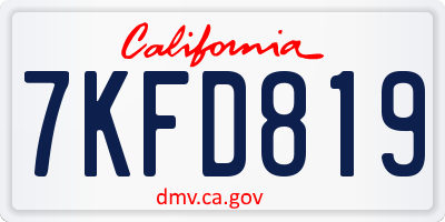 CA license plate 7KFD819