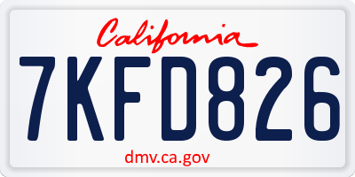 CA license plate 7KFD826