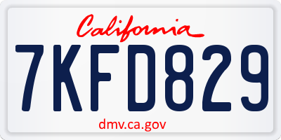 CA license plate 7KFD829