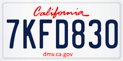 CA license plate 7KFD830