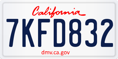 CA license plate 7KFD832