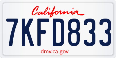 CA license plate 7KFD833