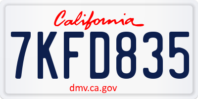 CA license plate 7KFD835