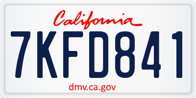 CA license plate 7KFD841