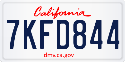 CA license plate 7KFD844