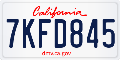 CA license plate 7KFD845