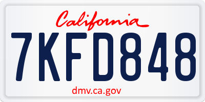 CA license plate 7KFD848