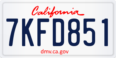 CA license plate 7KFD851