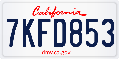 CA license plate 7KFD853