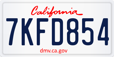 CA license plate 7KFD854