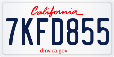 CA license plate 7KFD855