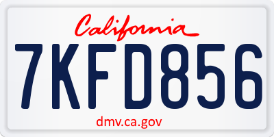 CA license plate 7KFD856