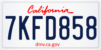 CA license plate 7KFD858