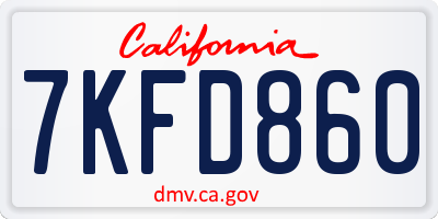 CA license plate 7KFD860