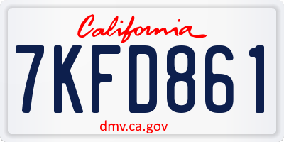 CA license plate 7KFD861
