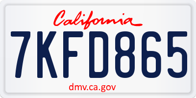 CA license plate 7KFD865