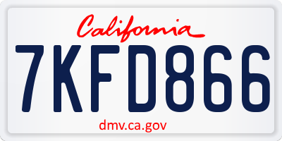 CA license plate 7KFD866