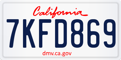 CA license plate 7KFD869