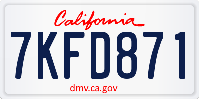 CA license plate 7KFD871