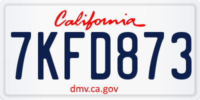 CA license plate 7KFD873