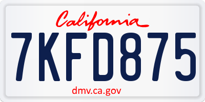 CA license plate 7KFD875