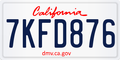 CA license plate 7KFD876