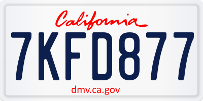 CA license plate 7KFD877