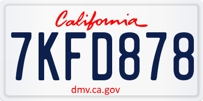 CA license plate 7KFD878