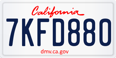 CA license plate 7KFD880