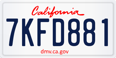 CA license plate 7KFD881