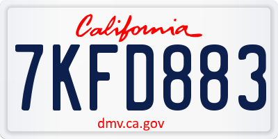 CA license plate 7KFD883